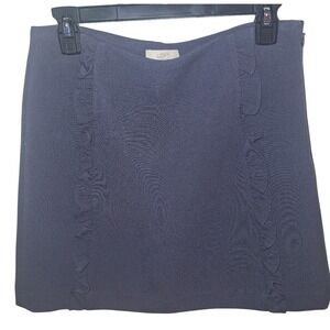LOFT Gray Size 6 Side Zip Skirt Front Ruffle Business Casual Office Careerwear